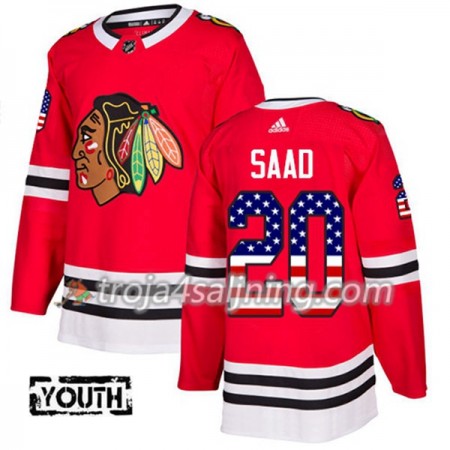 Chicago Blackhawks tröja Brandon Saad 20 Röd USA Flag Fashion 2017-2018 Adidas Authentic - NHL Tröjor Barn